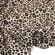 Tissu velours milleraies imprimé Léopard écru, noir, marron, grège - STANDARD 100 OEKO-TEX - TissusPapi.com