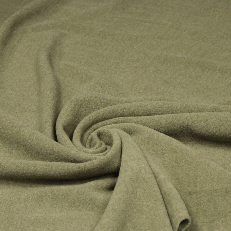 Tissu lainage vert kaki uni - Fabrication italienne - TissusPapi.com