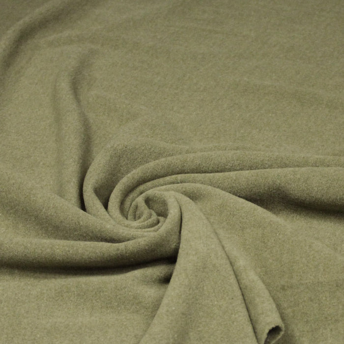 Tissu lainage vert kaki uni - Fabrication italienne