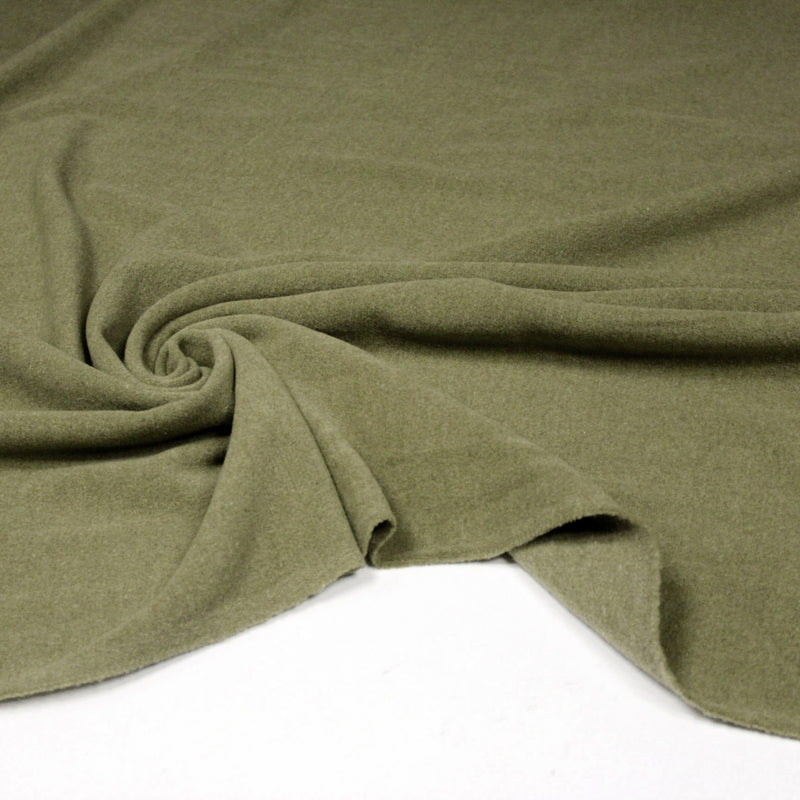 Tissu lainage vert kaki uni - Fabrication italienne - TissusPapi.com