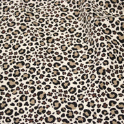 Tissu velours milleraies imprimé Léopard écru, noir, marron, grège - STANDARD 100 OEKO-TEX - TissusPapi.com