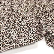 Tissu velours milleraies imprimé Léopard écru, noir, marron, grège - STANDARD 100 OEKO-TEX - TissusPapi.com