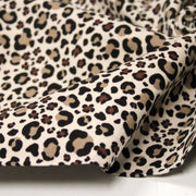 Tissu velours milleraies imprimé Léopard écru, noir, marron, grège - STANDARD 100 OEKO-TEX - TissusPapi.com