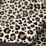 Tissu velours milleraies imprimé Léopard écru, noir, marron, grège - STANDARD 100 OEKO-TEX - TissusPapi.com