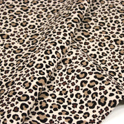 Tissu velours milleraies imprimé Léopard écru, noir, marron, grège - STANDARD 100 OEKO-TEX - TissusPapi.com