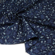 Tissu coton fin imprimé INDIENNES, bleu marine aux fleurs bleues - STANDARD 100 OEKO - TEX - TissusPapi.com