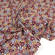 Tissu velours milleraies imprimé écru aux fleurs bordeaux, ocre, fleur pétrole - STANDARD 100 OEKO-TEX - TissusPapi.com