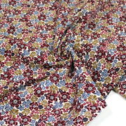 Tissu velours milleraies imprimé écru aux fleurs bordeaux, ocre, fleur pétrole - STANDARD 100 OEKO-TEX - TissusPapi.com