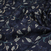 Tissu coton fin imprimé INDIENNES, bleu marine aux fleurs bleues - STANDARD 100 OEKO - TEX - TissusPapi.com