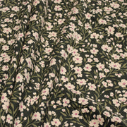 Tissu velours milleraies imprimé vert anglais aux fleurs écrues & fines feuilles - STANDARD 100 OEKO-TEX - TissusPapi.com