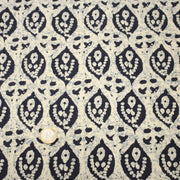 Tissu coton fin imprimé INDIENNES, motifs floraux BOOTA écrus & bleus - STANDARD 100 OEKO - TEX - TissusPapi.com