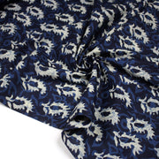 Tissu coton fin imprimé INDIENNES, motif traditionnel bleu & blanc BOOTA - STANDARD 100 OEKO - TEX - TissusPapi.com