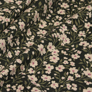 Tissu velours milleraies imprimé vert anglais aux fleurs écrues & fines feuilles - STANDARD 100 OEKO-TEX - TissusPapi.com