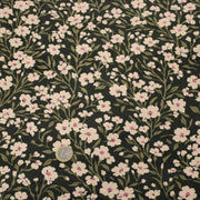 Tissu velours milleraies imprimé vert anglais aux fleurs écrues & fines feuilles - STANDARD 100 OEKO-TEX - TissusPapi.com