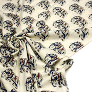Tissu coton fin imprimé INDIENNES, écru aux éléphants - STANDARD 100 OEKO - TEX - TissusPapi.com