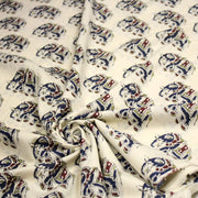 Tissu coton fin imprimé INDIENNES, écru aux éléphants - STANDARD 100 OEKO - TEX - TissusPapi.com