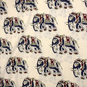 Tissu coton fin imprimé INDIENNES, écru aux éléphants - STANDARD 100 OEKO - TEX - TissusPapi.com