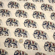 Tissu coton fin imprimé INDIENNES, écru aux éléphants - STANDARD 100 OEKO - TEX - TissusPapi.com