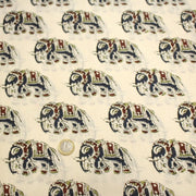 Tissu coton fin imprimé INDIENNES, écru aux éléphants - STANDARD 100 OEKO - TEX - TissusPapi.com