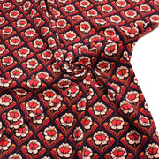 Tissu velours milleraies imprimé ART NOUVEAU aux fleurs géométriques corail rouges oranges - STANDARD 100 OEKO-TEX - TissusPapi.com