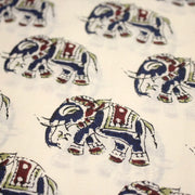 Tissu coton fin imprimé INDIENNES, écru aux éléphants - STANDARD 100 OEKO - TEX - TissusPapi.com