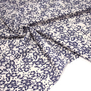 Tissu cotonnade motif japonais HANA aux fleurs de cerisier : écru/bleu et bleu/écru - TissusPapi.com