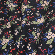 Tissu velours milleraies imprimé noir aux fleurs écrues, bleues, vertes - STANDARD 100 OEKO-TEX - TissusPapi.com