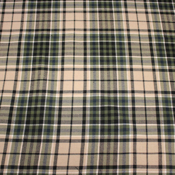Tissu Tartan motif traditionnel crème noir vert bleu blanc