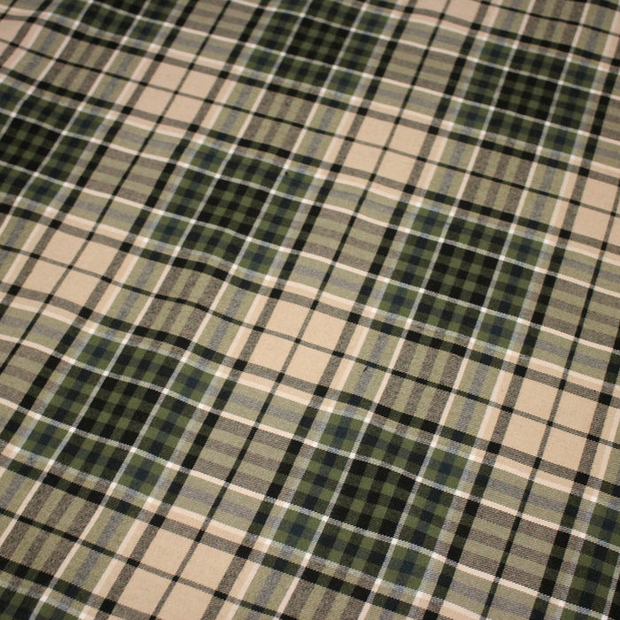 Tissu Tartan motif traditionnel crème noir vert bleu blanc