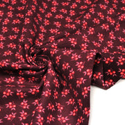 Tissu velours milleraies imprimé bordeaux aux douces fleurs rouges & parme - STANDARD 100 OEKO-TEX - TissusPapi.com
