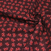 Tissu velours milleraies imprimé bordeaux aux douces fleurs rouges & parme - STANDARD 100 OEKO-TEX - TissusPapi.com