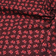 Tissu velours milleraies imprimé bordeaux aux douces fleurs rouges & parme - STANDARD 100 OEKO-TEX - TissusPapi.com