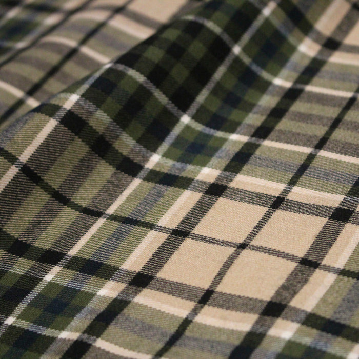 Tissu Tartan motif traditionnel crème noir vert bleu blanc