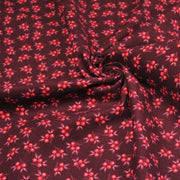 Tissu velours milleraies imprimé bordeaux aux douces fleurs rouges & parme - STANDARD 100 OEKO-TEX - TissusPapi.com
