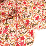 Tissu cotonnade fleuri typique ART NOUVEAU, tons corail, roses et verts - OEKO - TEX STANDARD 100 - TissusPapi.com