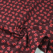 Tissu velours milleraies imprimé bordeaux aux douces fleurs rouges & parme - STANDARD 100 OEKO-TEX - TissusPapi.com