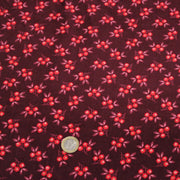 Tissu velours milleraies imprimé bordeaux aux douces fleurs rouges & parme - STANDARD 100 OEKO-TEX - TissusPapi.com