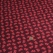 Tissu velours milleraies imprimé bordeaux aux douces fleurs rouges & parme - STANDARD 100 OEKO-TEX - TissusPapi.com