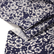 Tissu cotonnade motif japonais HANA aux fleurs de cerisier : écru/bleu et bleu/écru - TissusPapi.com