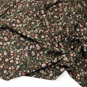 Tissu Viscose fluide vert anglais aux fines fleurs automnales – STANDARD 100 OEKO-TEX - TissusPapi.com