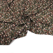 Tissu Viscose fluide vert anglais aux fines fleurs automnales – STANDARD 100 OEKO-TEX - TissusPapi.com