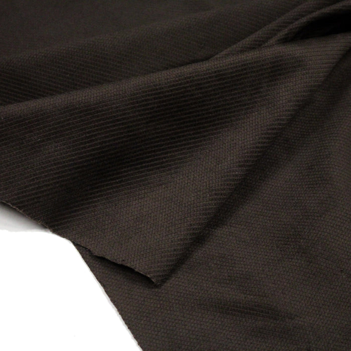 Tissu velours côtelés élasthanne marron chocolat, rayures diagonales - TissusPapi.com