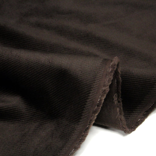 Tissu velours côtelés élasthanne marron chocolat, rayures diagonales - TissusPapi.com