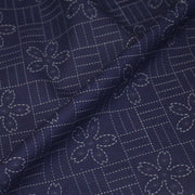 Tissu cotonnade motif japonais SASHIKO tons bleus & écrus - TissusPapi.com