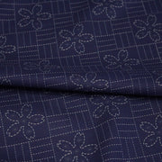 Tissu cotonnade motif japonais SASHIKO tons bleus & écrus - TissusPapi.com