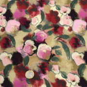 Tissu Viscose fluide aux fleurs aquarelle tons roses, vert pâle, rouges – STANDARD 100 OEKO-TEX - TissusPapi.com