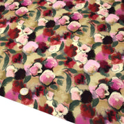 Tissu Viscose fluide aux fleurs aquarelle tons roses, vert pâle, rouges – STANDARD 100 OEKO-TEX - TissusPapi.com
