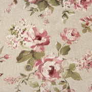 Tissu motif britannique aux grandes fleurs roses : lin, bleu, écru - COLLECTION BRIGHTON - TissusPapi.com
