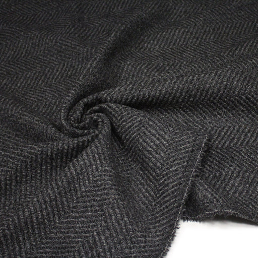Tissu tweed laine chevrons gris & anthracite - Fabrication française - TissusPapi.com