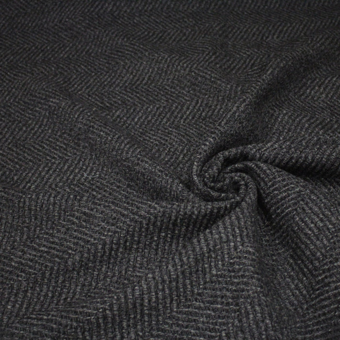 Tissu tweed laine chevrons gris & anthracite - Fabrication française - TissusPapi.com